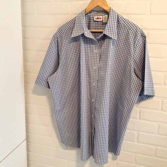 Vintage Women’s Button shirt Alia Like new Blue Gingham Plaid Cotton blend 20W - Picture 3 of 9